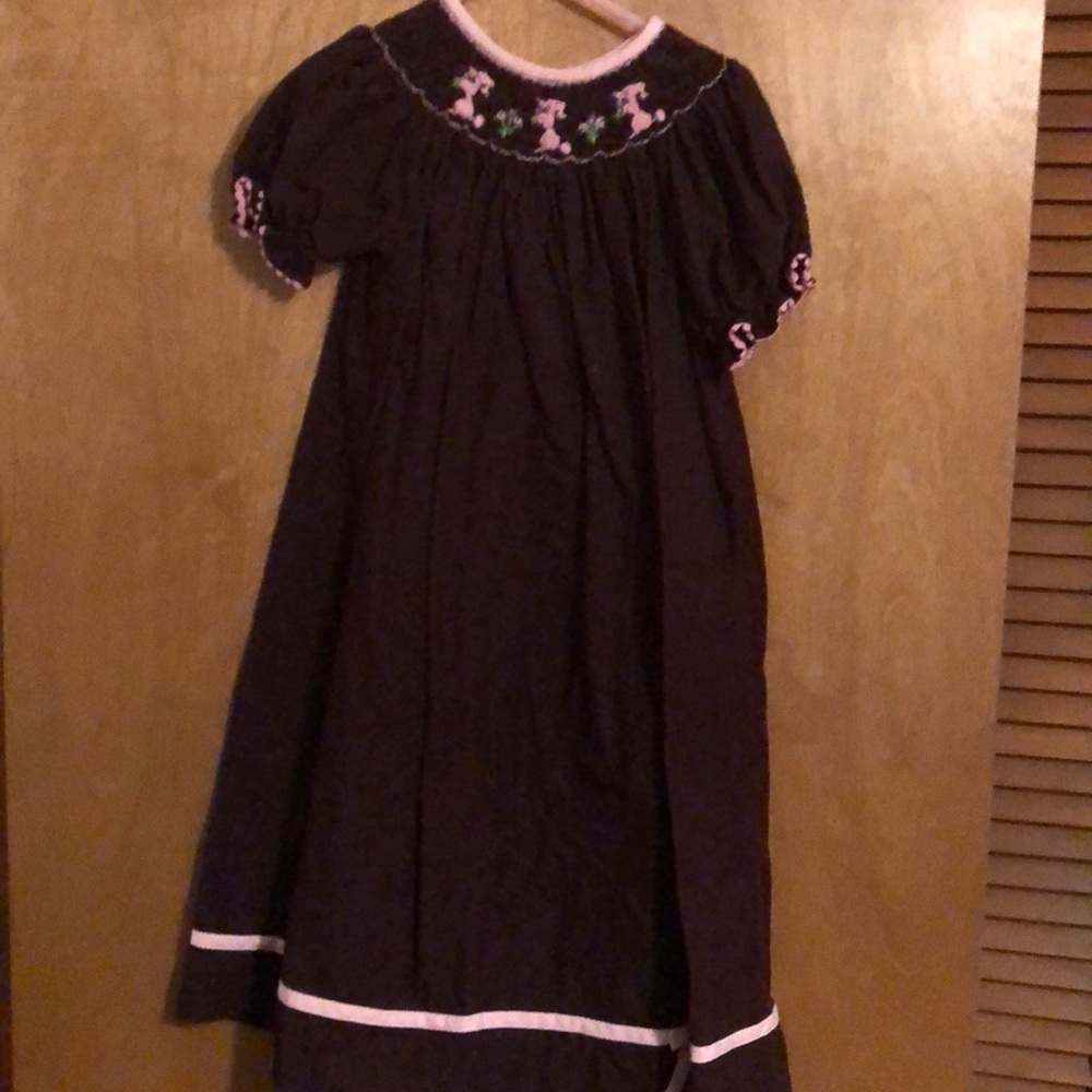 Brown smocked poodle dress